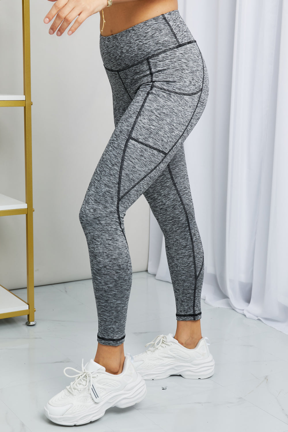 Heathered Wide Waistband Yoga Leggings