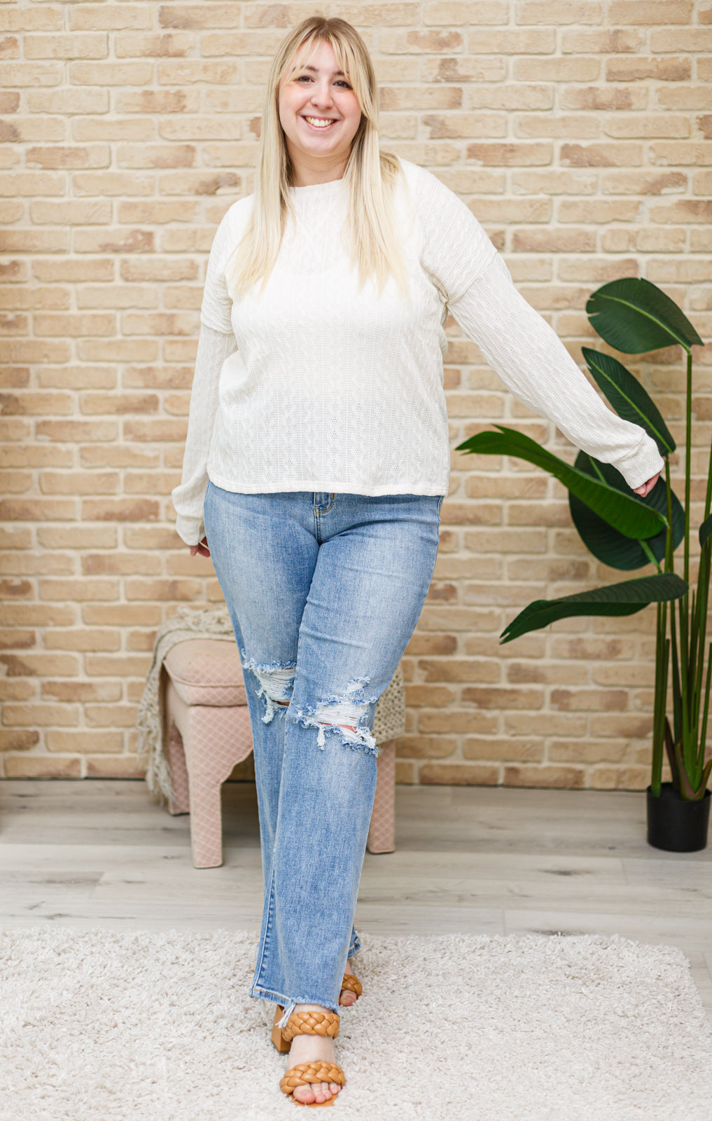 Keep Me Here Knit Sweater in Cream