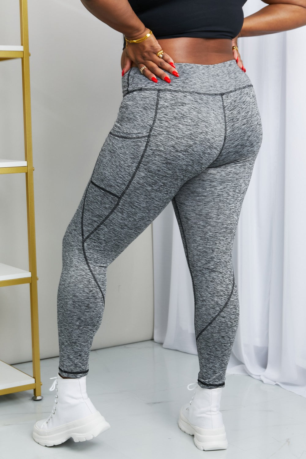 Heathered Wide Waistband Yoga Leggings